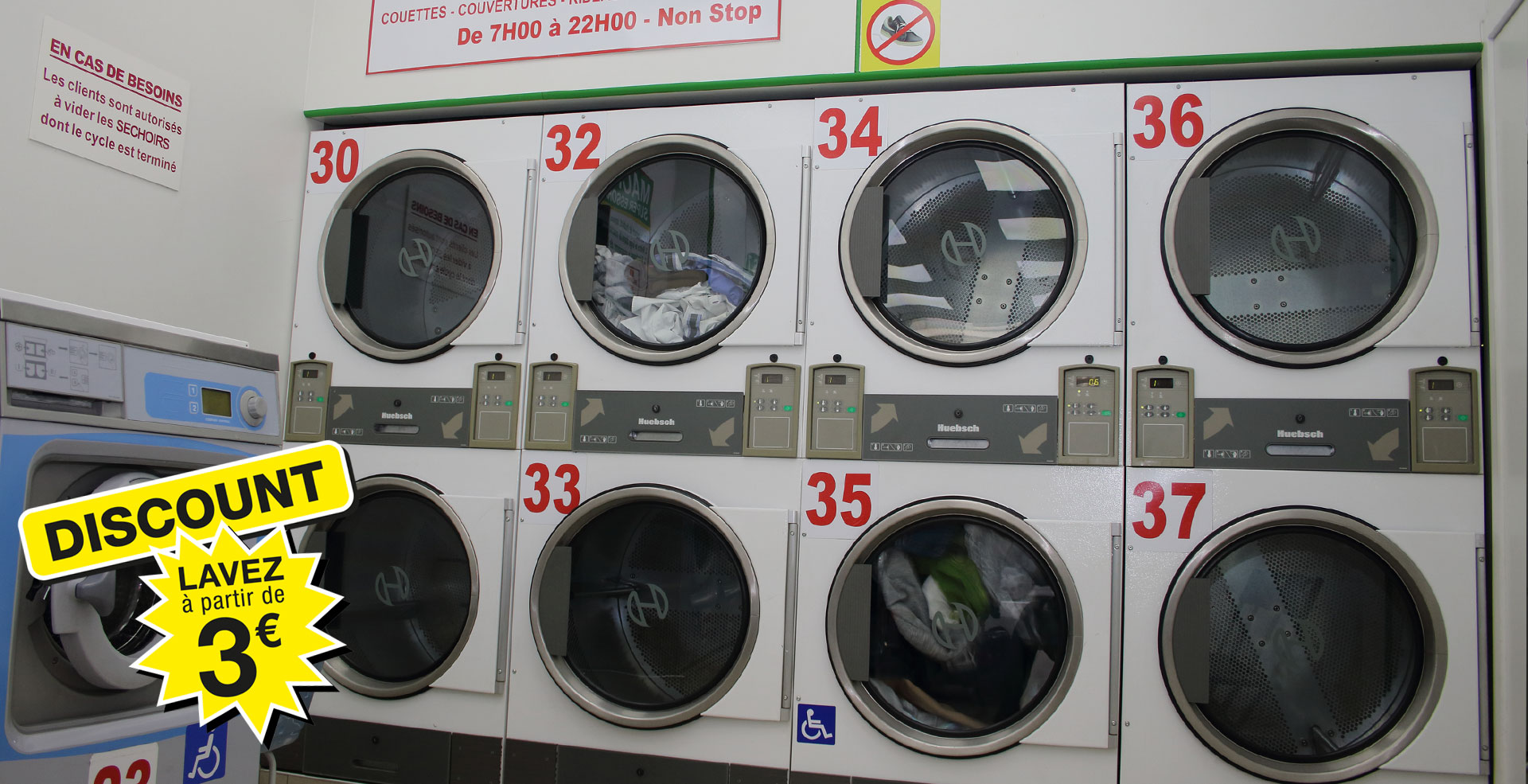 Laverie Automatique rue louis blanc 75010 paris, ouvert 7 jours sur 7 de 7h à 22h